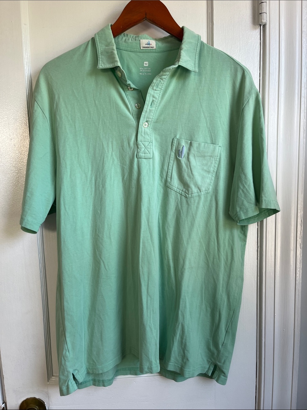 johnnie-O Seafoam Green Short-Sleeve Polo with Chest Pocket